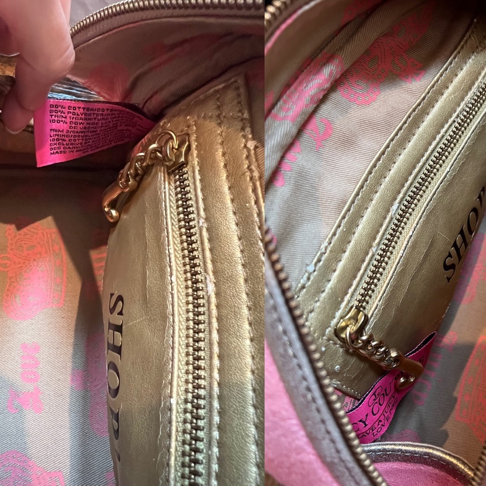 🌴 RARE Y2K Vintage Juicy Couture Isle De Juicy Terry Cloth Satchel - Pink & Gold - Picture 16 of 16